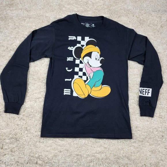 Disney Neff T Shirt Mens Adult Medium Black Mickey Mouse Graphic Tee Cotton - Picture 1 of 9